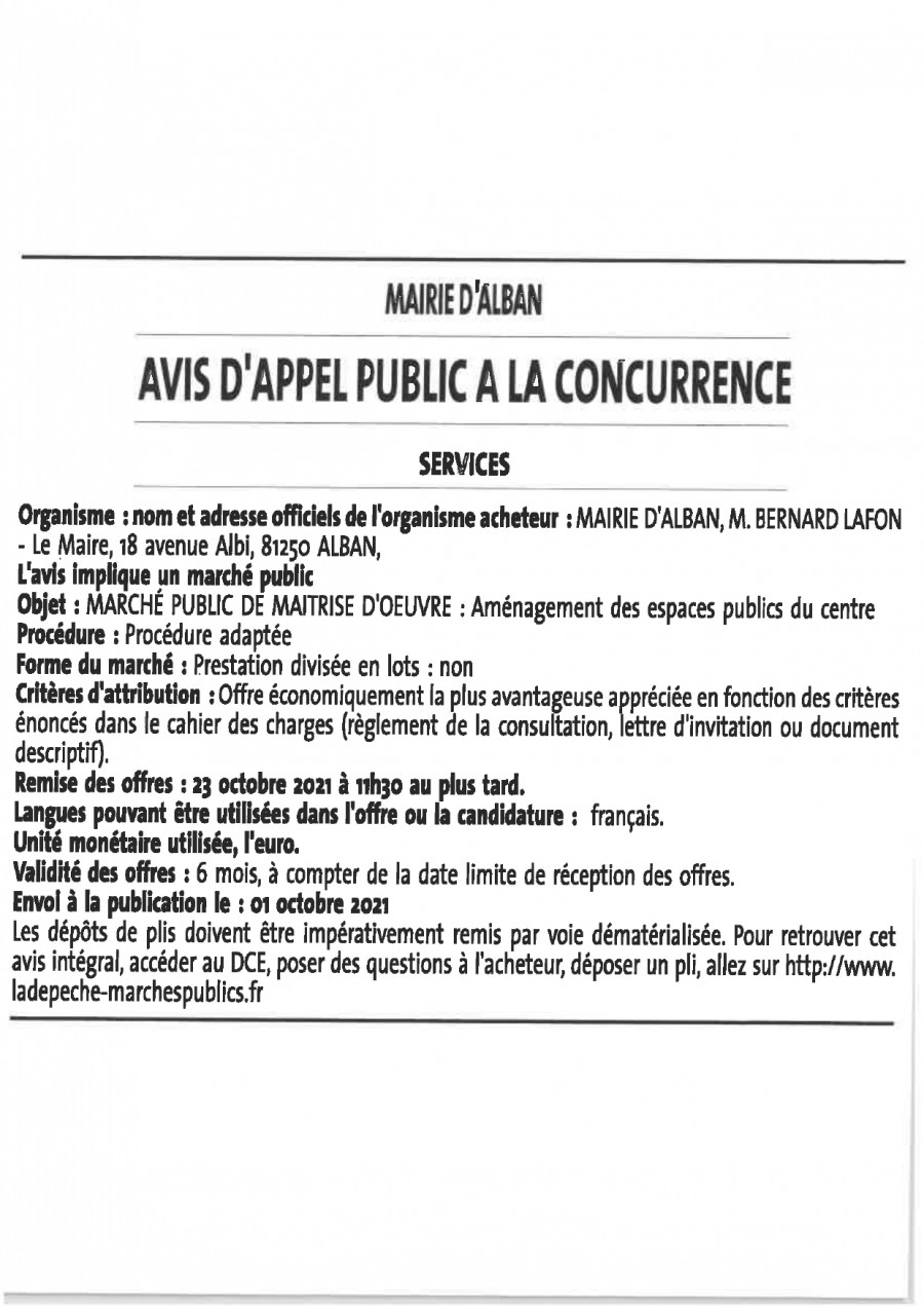 avis appel public concurrence