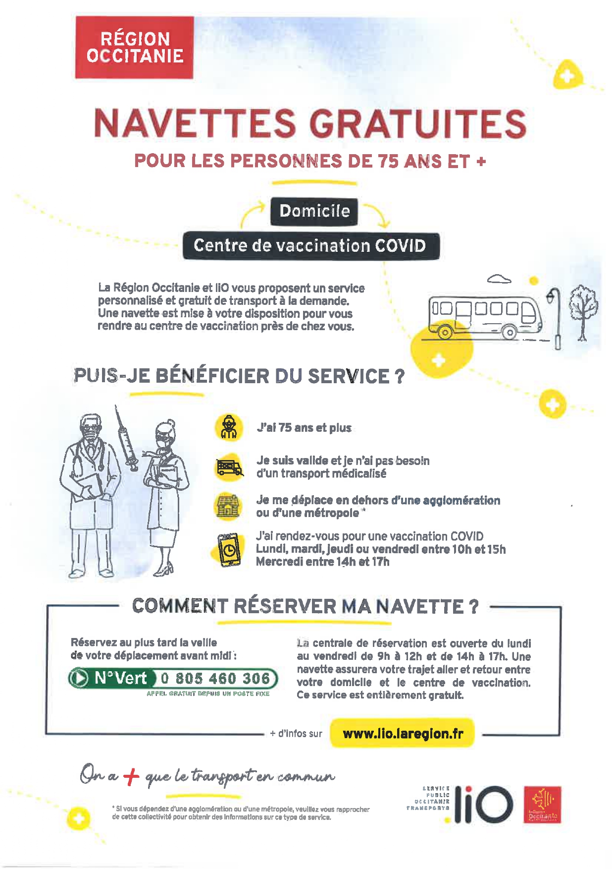 NAVETTES GRATUITES POUR LES PERSONNES DE 75 ANS ET PLUS