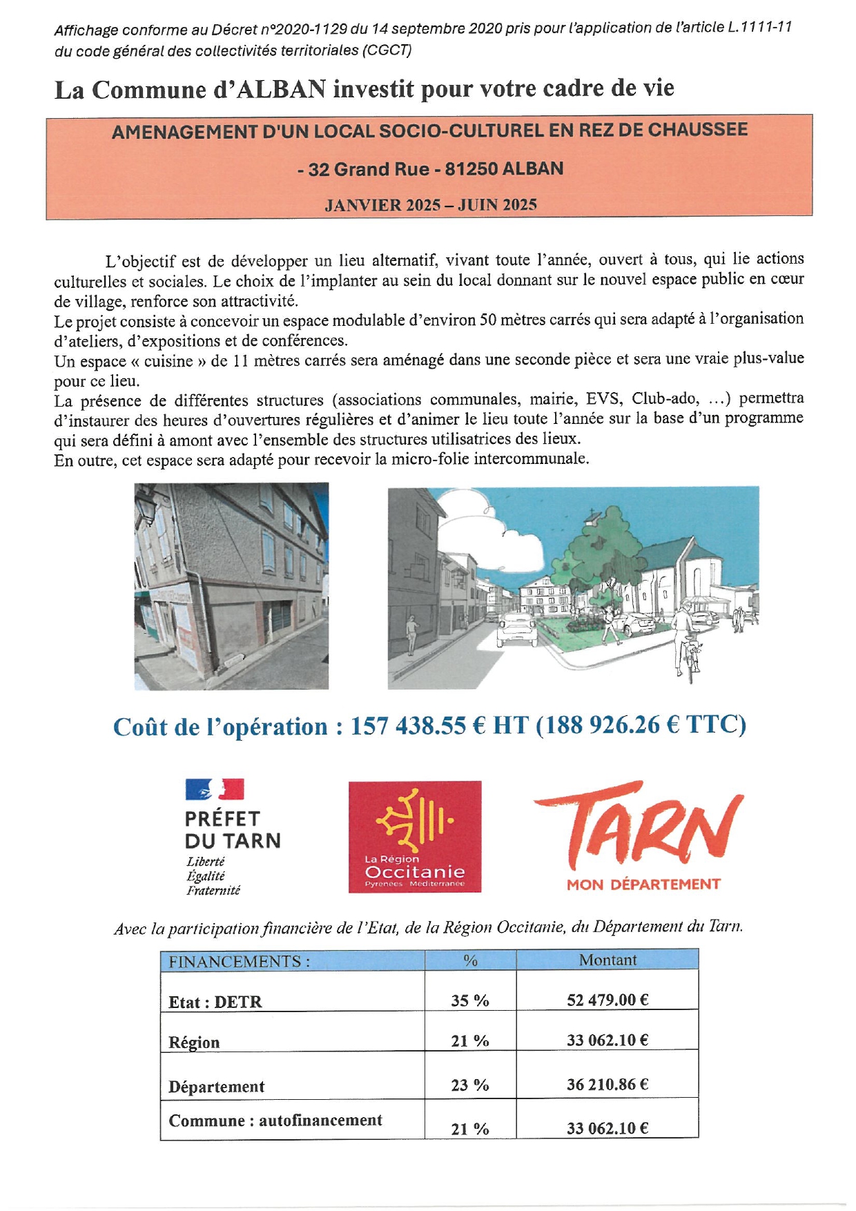 AMENAGEMENT D'UN LOCAL SOCIO-CULTUREL EN REZ DE CHAUSSEE