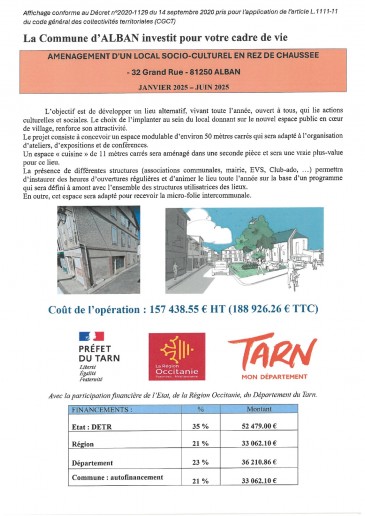 AMENAGEMENT D'UN LOCAL SOCIO-CULTUREL EN REZ DE CHAUSSEE